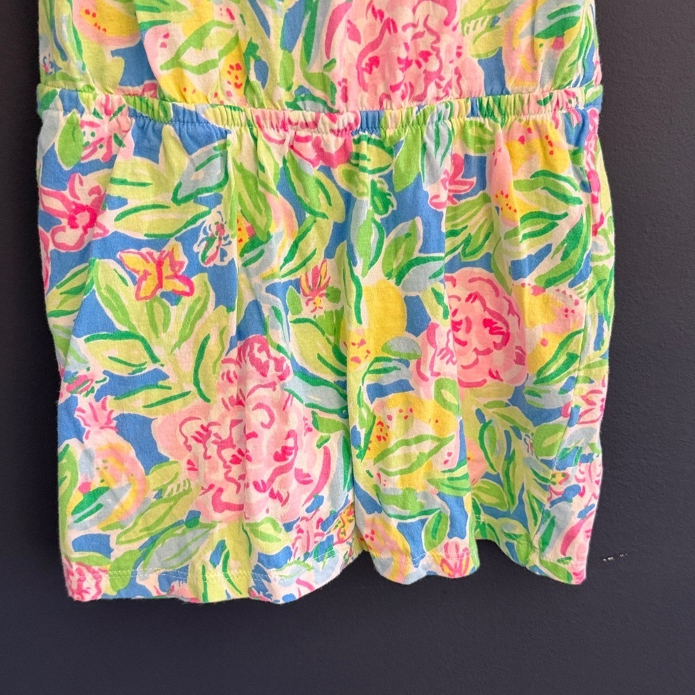 Lilly Pulitzer Girls Romper Size 6-7 Medium Floral Puff Sleeve One Piece - Picture 4 of 7